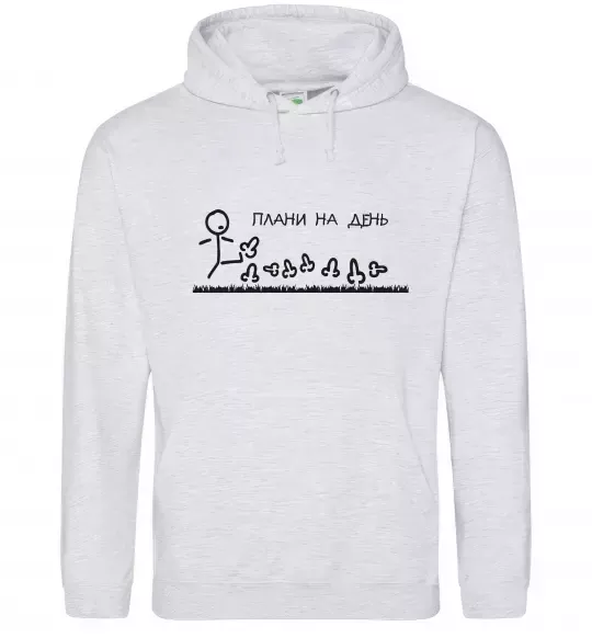 Мужская толстовка (худи) Плани на день Серый меланж фото