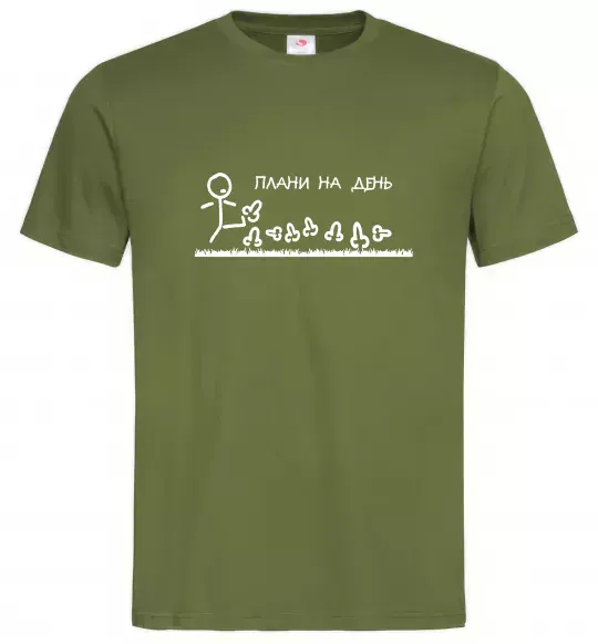 Мужская футболка Плани на день Оливковый фото