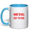 Чашка з кольоровою ручкою Hard to kill Блакитний фото