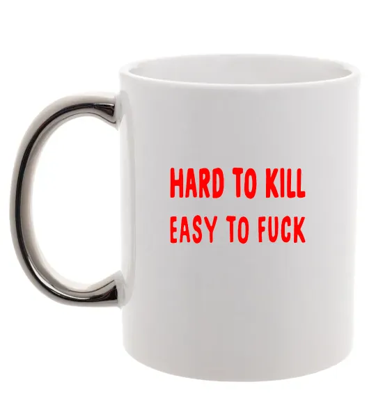 Чашка з кольоровою ручкою Hard to kill Срібло фото