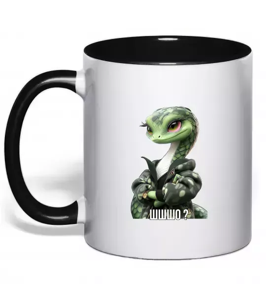 Чашка с цветной ручкой Ш-ш-шо Черный фото