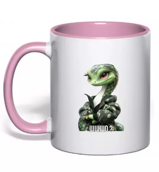 Чашка с цветной ручкой Ш-ш-шо Нежно розовый фото