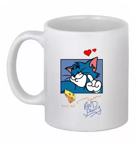 Чашка керамическая Том kiss me Белый фото