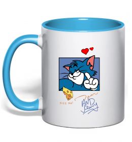 Чашка з кольоровою ручкою Том kiss me Чашка з кольоровою ручкою Том kiss me