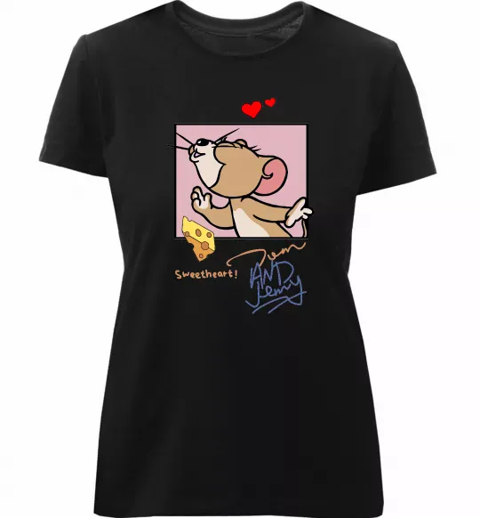 Женская премиум футболка Джері Sweatheart Черный фото