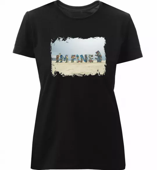 Жіноча преміум футболка I`m fine Чорний фото