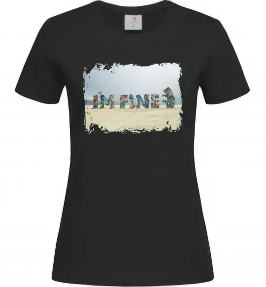 Жіноча футболка I`m fine Чорний фото