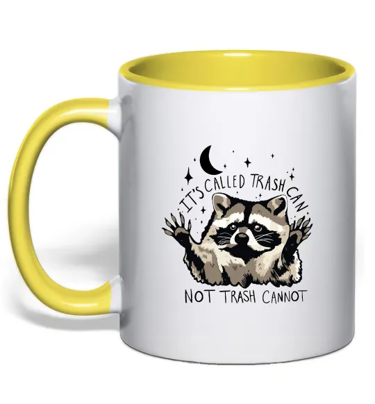 Чашка з кольоровою ручкою Not trash cannot Лимонний фото