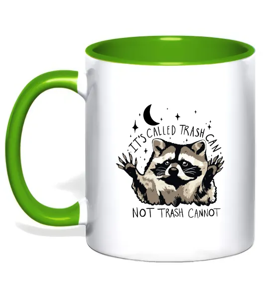 Чашка з кольоровою ручкою Not trash cannot Лаймовий фото