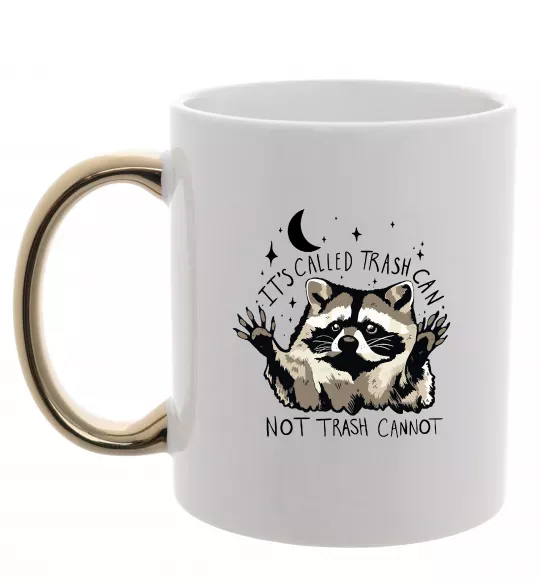 Чашка з кольоровою ручкою Not trash cannot Золото фото