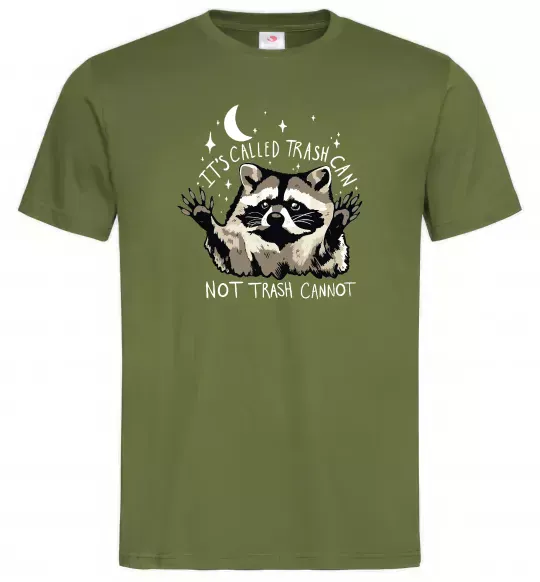 Мужская футболка Not trash cannot Оливковый фото