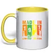 Чашка з кольоровою ручкою Made in 1991 limited Лимонний фото