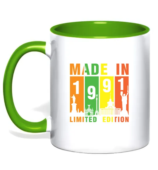 Чашка з кольоровою ручкою Made in 1991 limited Лаймовий фото