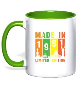 Чашка з кольоровою ручкою Made in 1991 limited