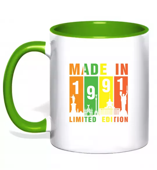 Чашка с цветной ручкой Made in 1991 limited Зеленый фото