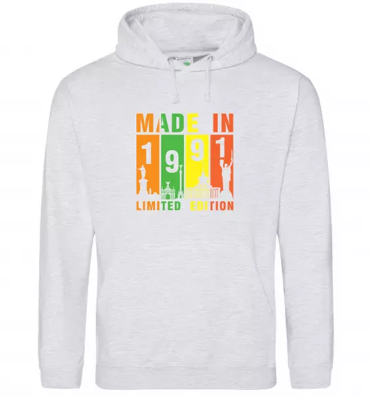 Чоловіча толстовка (худі) Made in 1991 limited Сірий меланж фото