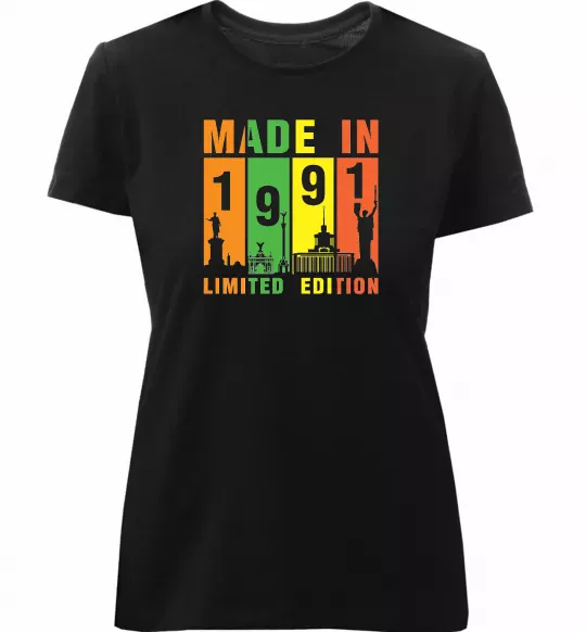 Женская премиум футболка Made in 1991 limited Черный фото