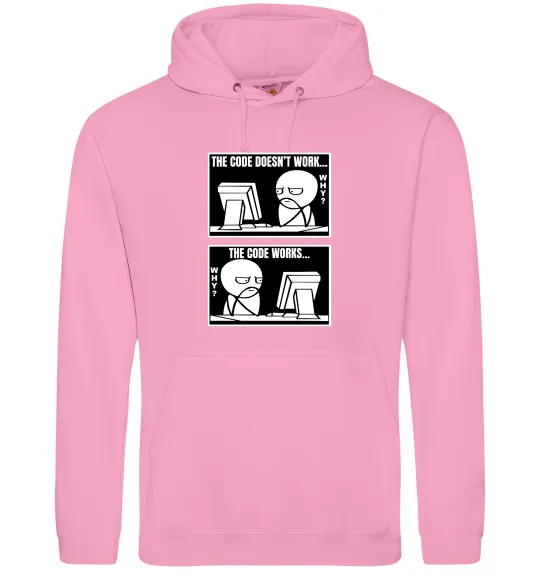 Чоловіча толстовка (худі) Why code work/doesn`t work Рожевий фото