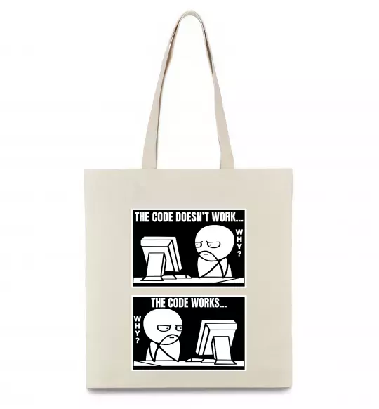 Эко-сумка Why code work/doesn`t work Бежевый фото