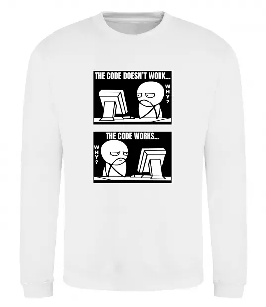 Свитшот Why code work/doesn`t work Белый фото
