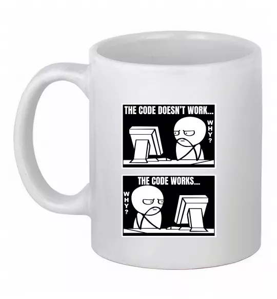 Чашка керамическая Why code work/doesn`t work Белый фото