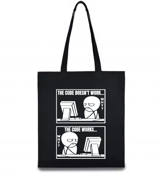 Эко-сумка Why code work/doesn`t work Черный фото