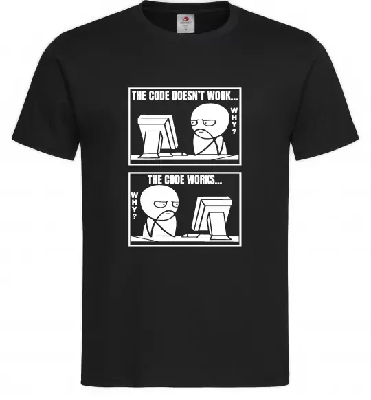 Чоловіча футболка Why code work/doesn`t work Чорний фото