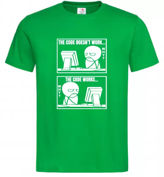 Чоловіча футболка Why code work/doesn`t work Зелений фото