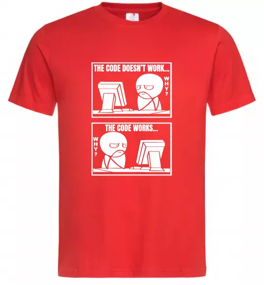 Чоловіча футболка Why code work/doesn`t work Червоний фото