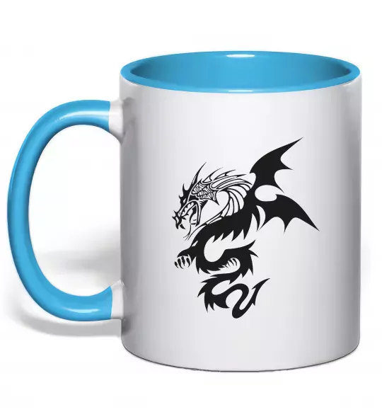 Чашка з кольоровою ручкою Dragon Блакитний фото