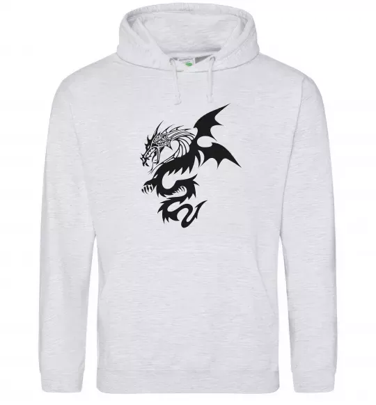 Мужская толстовка (худи) Dragon Серый меланж фото