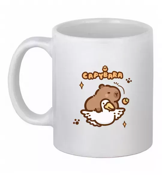 Чашка керамическая Капібара з гусаком Белый фото