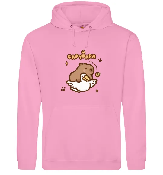 Женская толстовка (худи) Капібара з гусаком Розовый фото