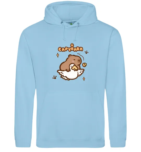 Женская толстовка (худи) Капібара з гусаком Голубой фото