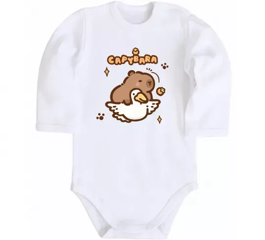 Дитячий бодік Капібара з гусаком Білий фото
