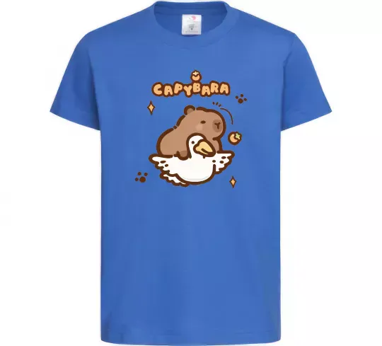 Детская футболка Капібара з гусаком Ярко-синий фото