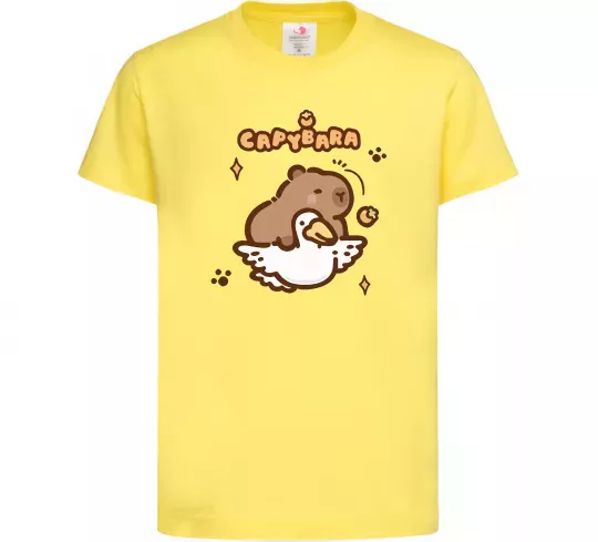 Детская футболка Капібара з гусаком Лимонный фото