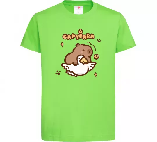 Детская футболка Капібара з гусаком Лаймовый фото
