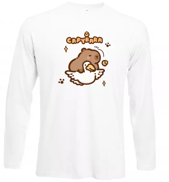 Лонгслив Капібара з гусаком Белый фото