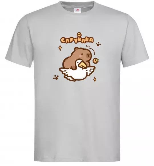 Мужская футболка Капібара з гусаком Серый фото