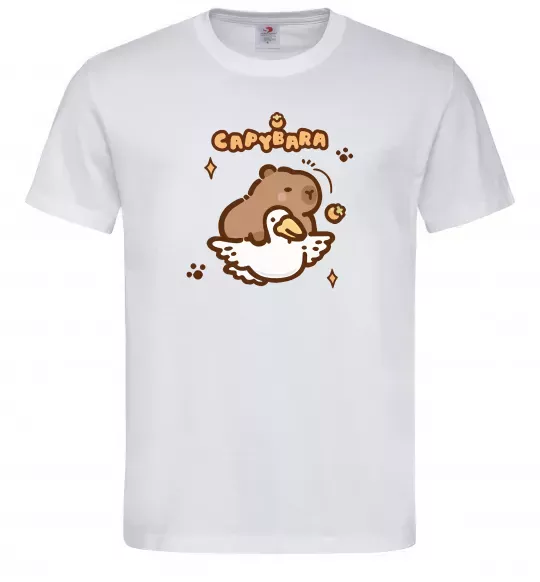Мужская футболка Капібара з гусаком Белый фото