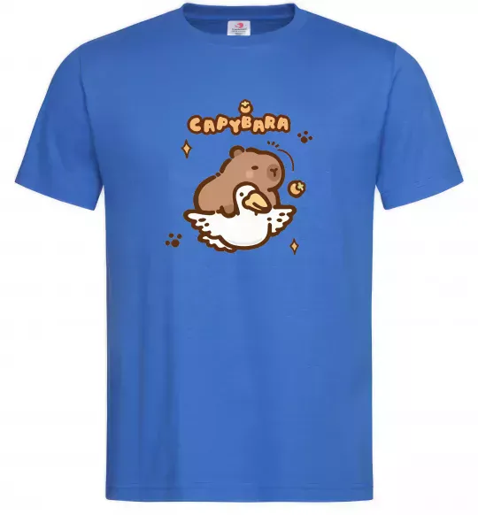 Мужская футболка Капібара з гусаком Ярко-синий фото