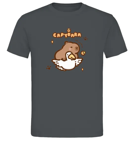 Мужская футболка Капібара з гусаком Графит фото