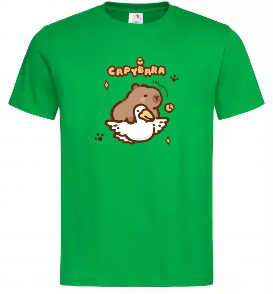 Мужская футболка Капібара з гусаком Зеленый фото