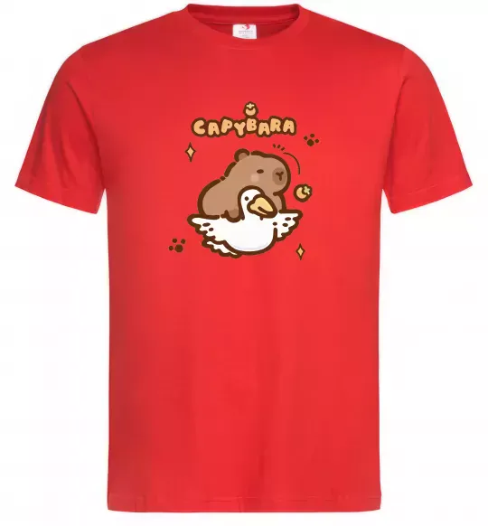 Мужская футболка Капібара з гусаком Красный фото