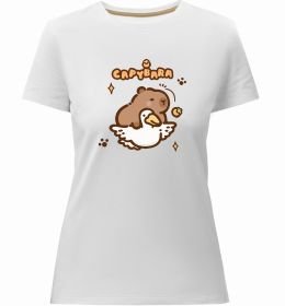 Жіноча преміум футболка Капібара з гусаком