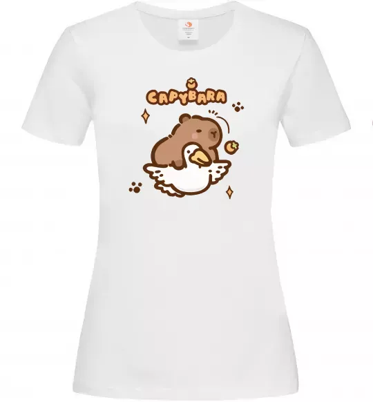 Женская футболка Капібара з гусаком Белый фото