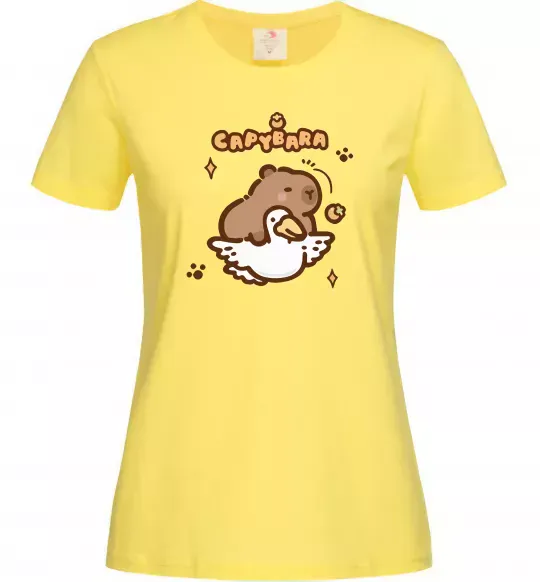 Женская футболка Капібара з гусаком Лимонный фото