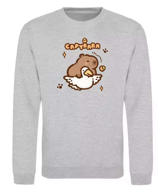 Свитшот Капібара з гусаком Серый меланж фото