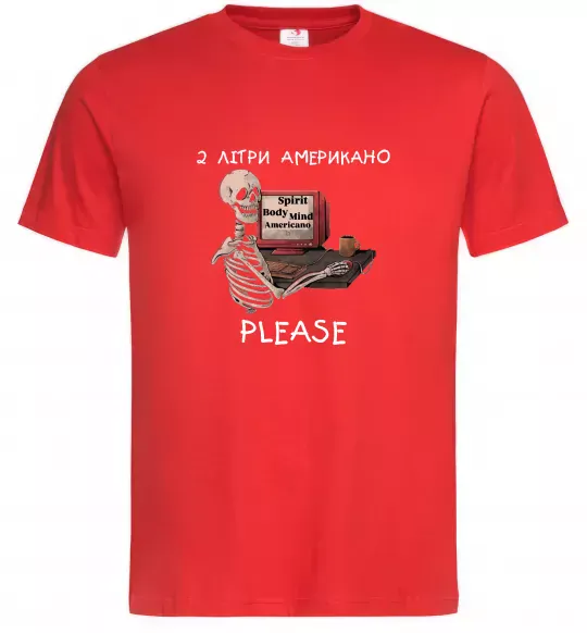 Мужская футболка 2 літри американо Красный фото